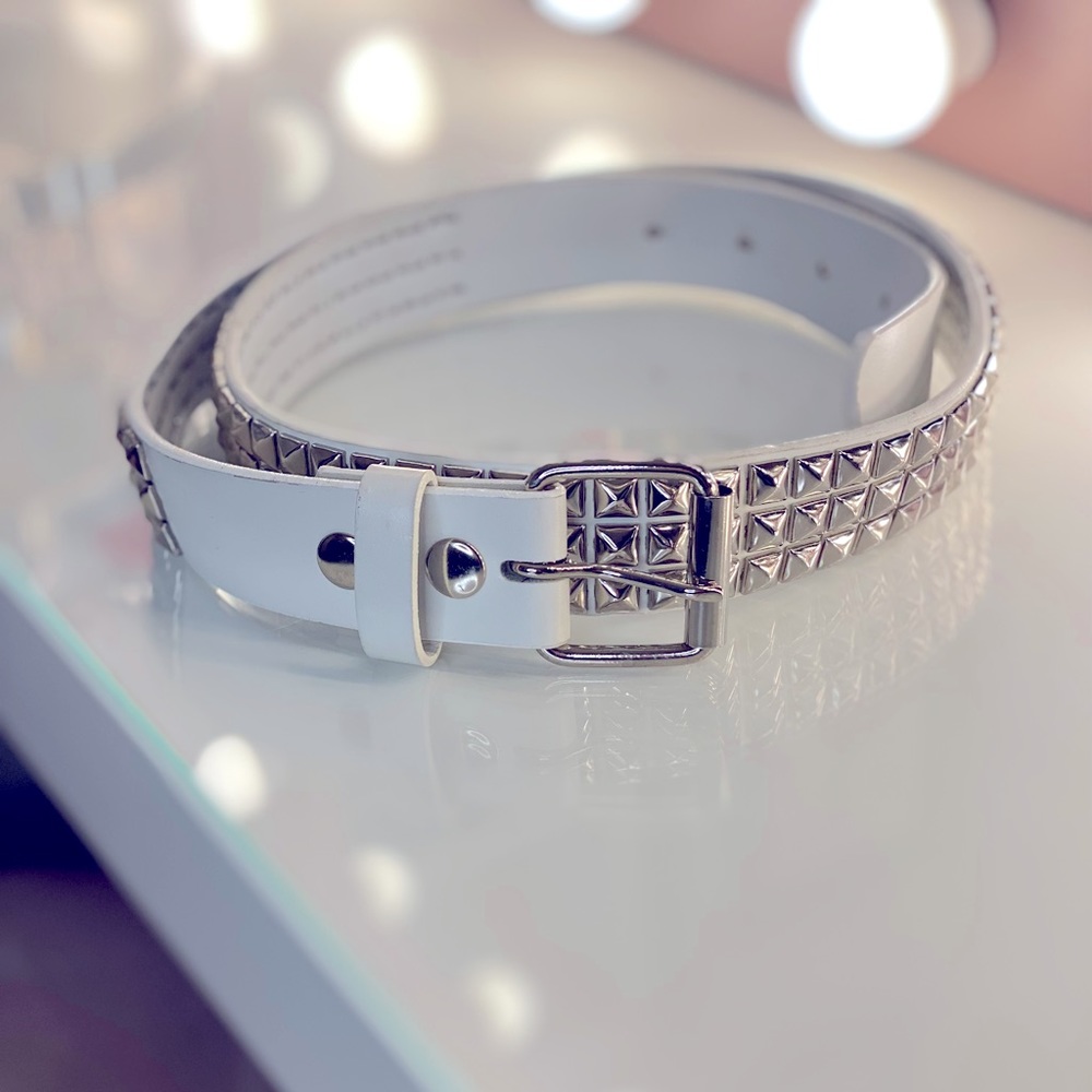 Vintage Spiked White Belt